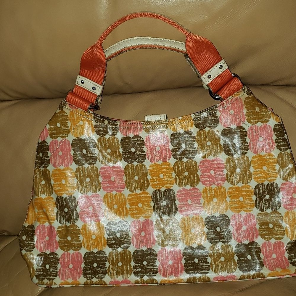 💘 ORLA KIELY POPPY MULTI COLOR COATED COTTON SATCHEL BAG - Picture 2 of 6